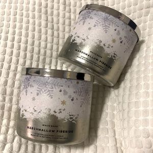 2 New Marshmallow Fireside 3-wick Candles